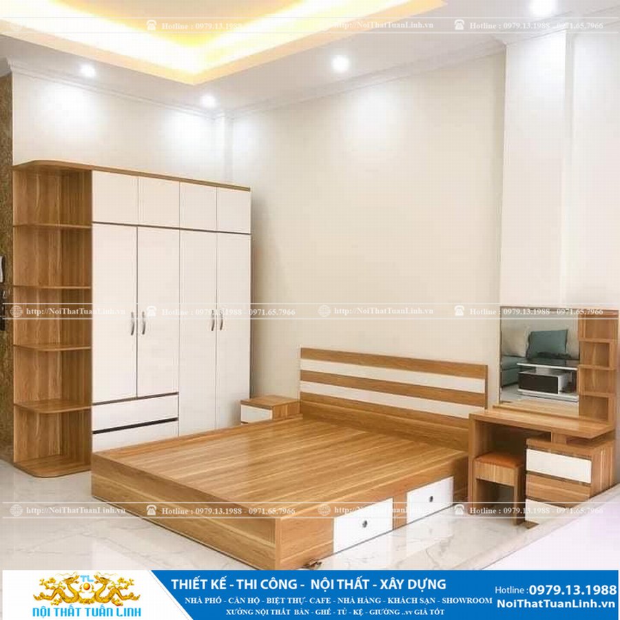 Thiết kế thi công combo phòng ngủ trọn gói tủ cao - giường - bàn phấn tại Bình Dương, TPHCM 1