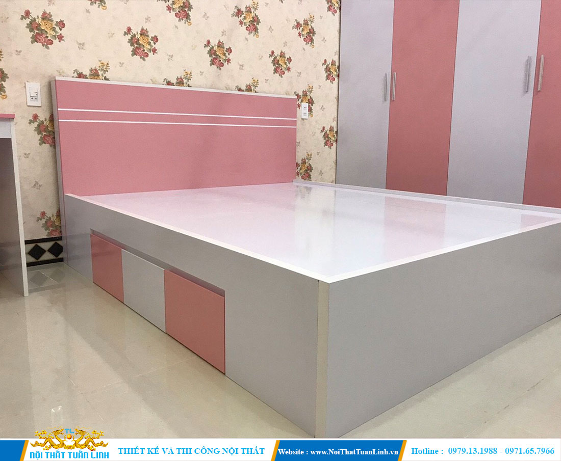 Thiết kế thi công nội thất phòng ngủ với tone màu hồng nhẹ nhàng 5