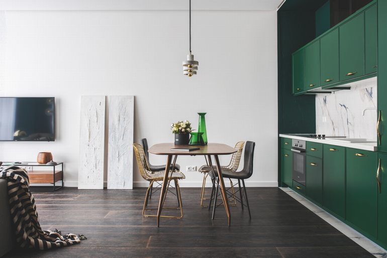 Thiết kế nội thất căn hộ cao cấp sang trọng hiện đại xanh vàng 5
