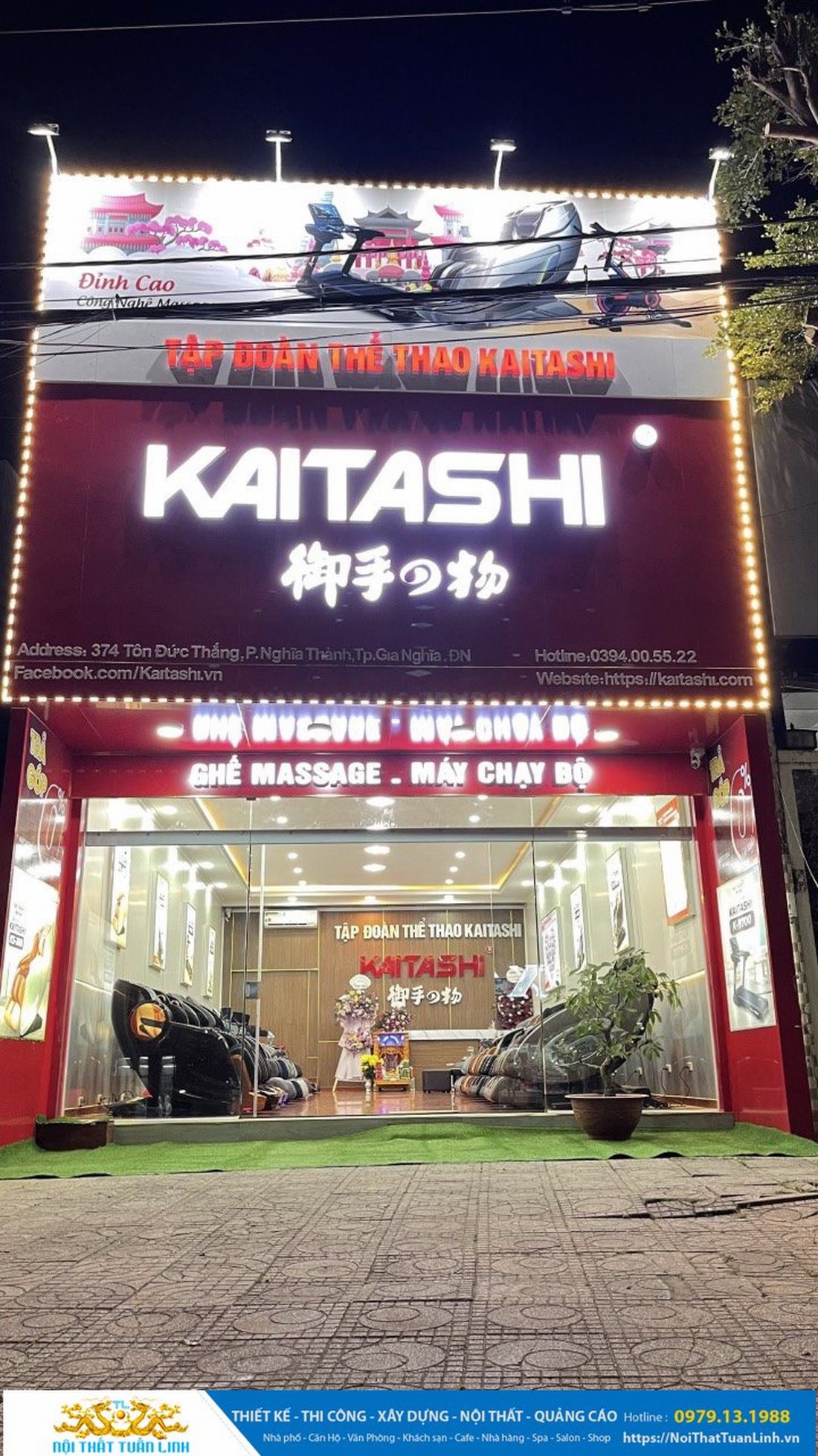 Thiết kế thi công showroom thể thao ghế Massage Kaitashi đồng nai