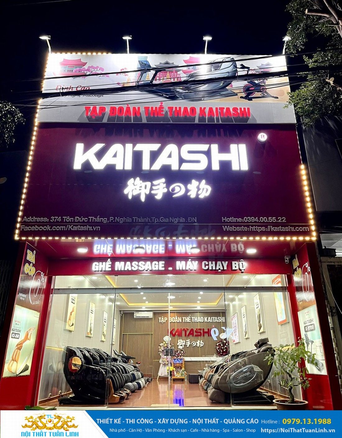 Thiết kế thi công showroom thể thao ghế Massage Kaitashi Bình Dương