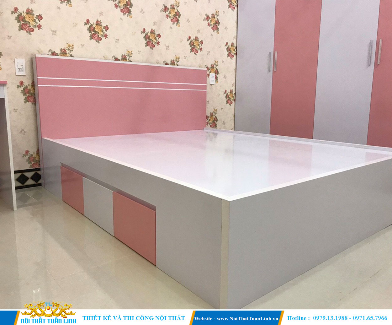 Giường ngủ gỗ tự nhiên kiểu dáng hiện đại GN02 Q