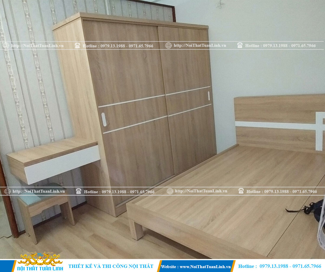Thi công sản xuất combo tủ áo và giường nổi bật 1