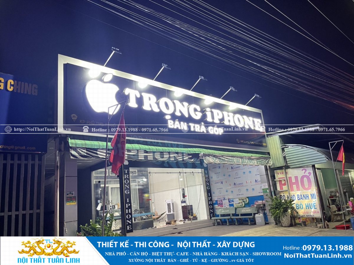 Thiết kế thi công showroom cửa hàng điện thoại Trọng Iphone tại Bình Dương 2
