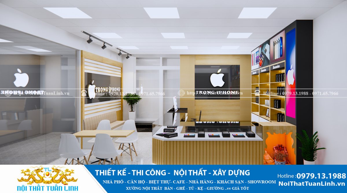Thiết kế thi công showroom cửa hàng điện thoại Trọng Iphone tại Bình Dương 8