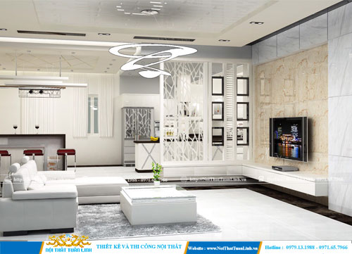 Báo giá thiết kế nội thất căn hộ phòng khách liền bếp Bình Dương