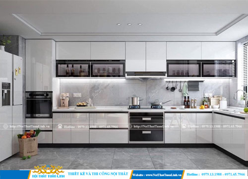 Thiết kế thi công nội thất nhà bếp tủ bếp chữ L Bình Dương