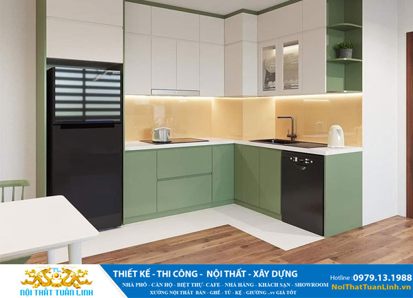 Thiết kế thi công tủ bếp melamine đẹp rẻ tại Bình Dương
