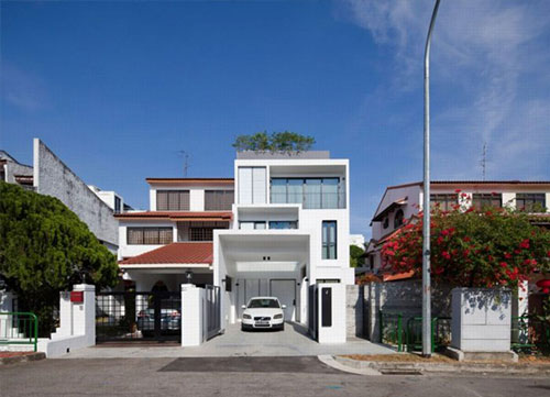 Mẫu nhà phố đẹp màu trắng hiện đại