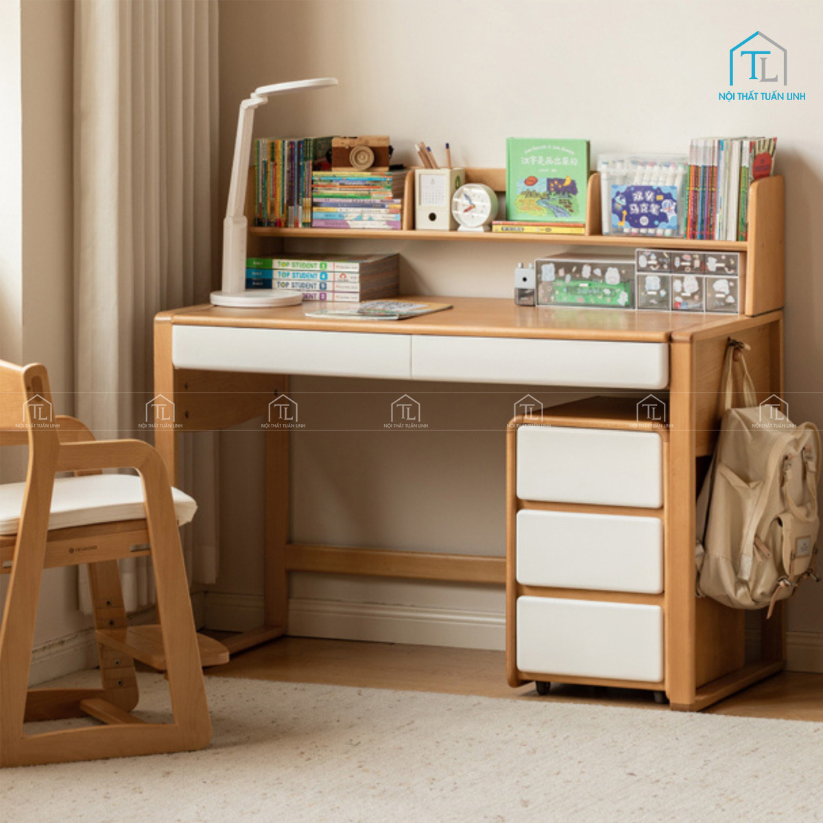 Bàn học sinh gỗ công nghiệp thiết kế thông minh, tiện lợi và tiết kiệm diện tích