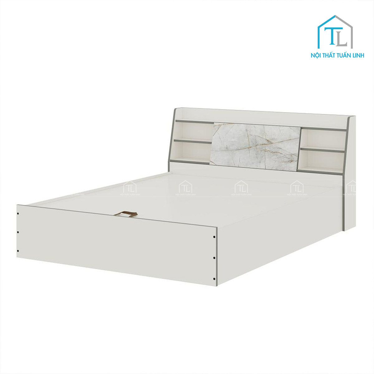 Giường ngủ gỗ công nghiệp có hộc chứa tiện nghi hiện đại màu trắng