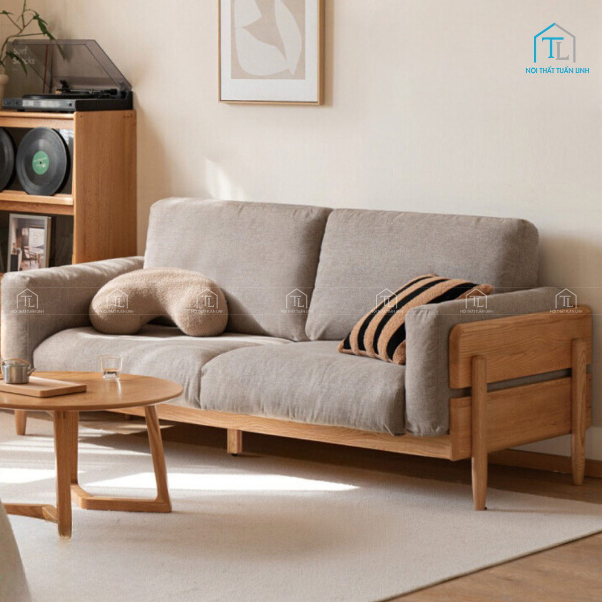 Sofa gỗ thiết kế tối giản tiện nghi