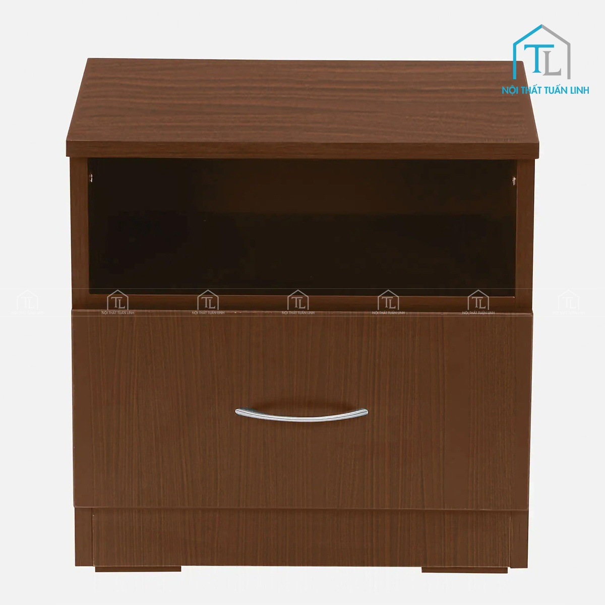 Tủ đầu giường MDF vân gỗ óc chó 1 ngăn kéo thiết kế hiện đại