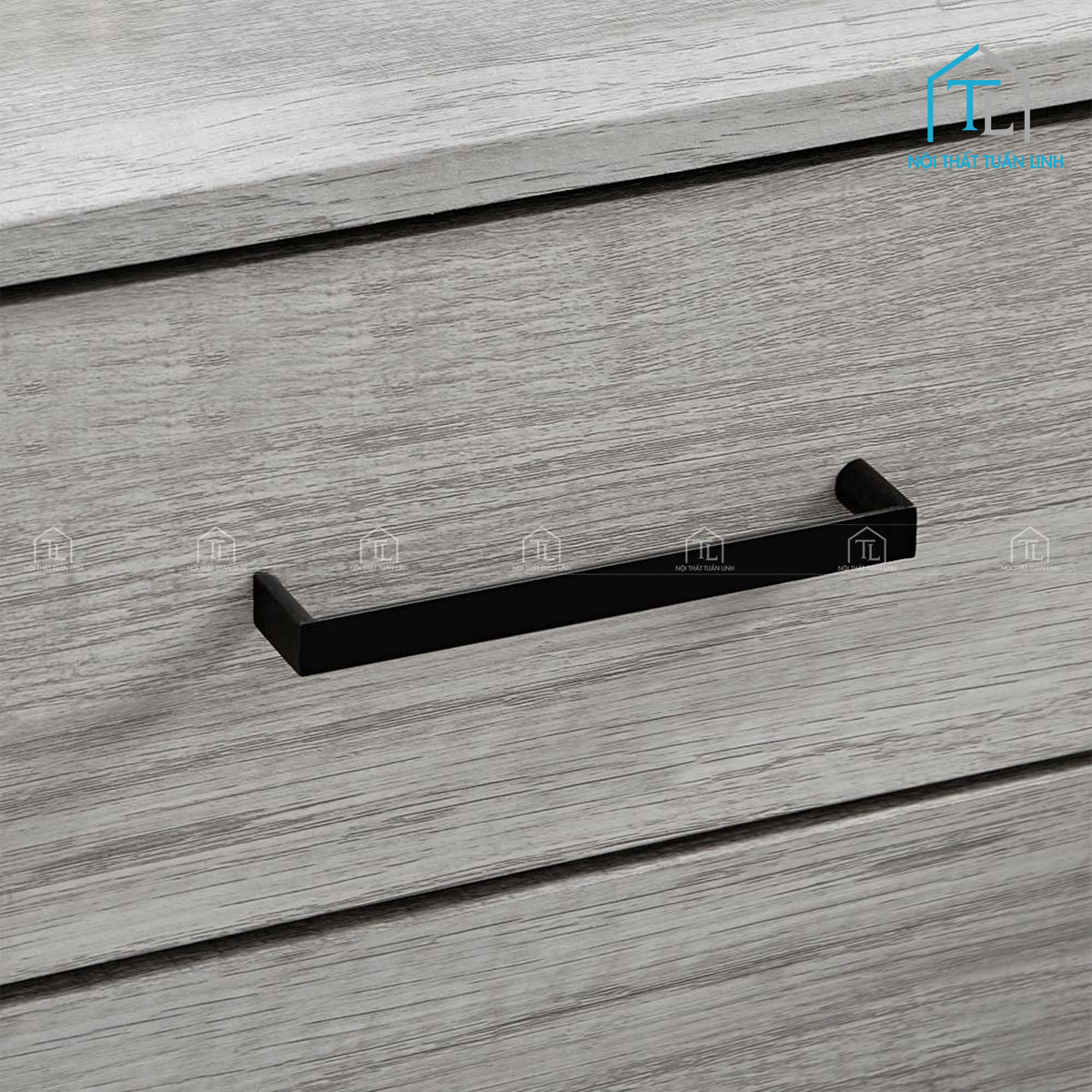 Tủ đầu giường MDF vân gỗ sồi màu xám 3 ngăn kéo phong cách hiện đại