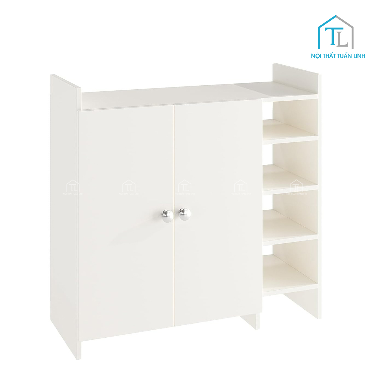 Tủ giày dép gỗ công nghiệp gam màu trắng thiết kế hiện đại