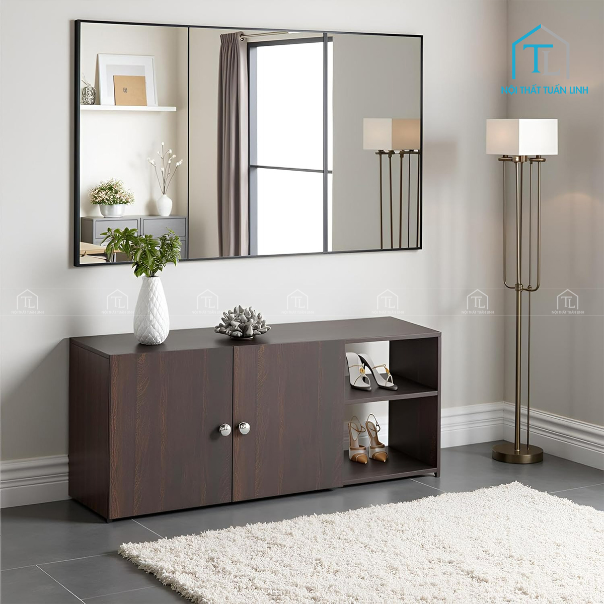 Tủ giày dép gỗ công nghiệp vân gỗ cao cấp