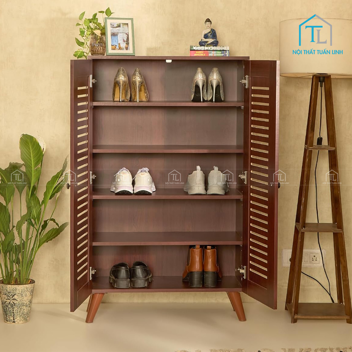 Tủ giày gỗ công nghiệp đứng cao 5 tầng