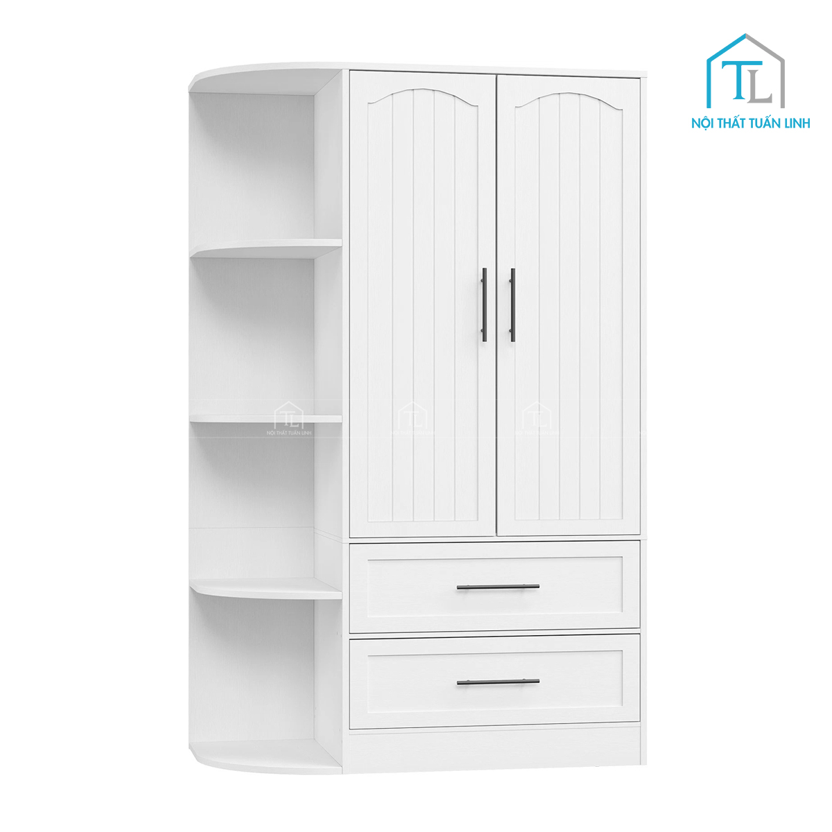 Tủ quần áo gỗ MDF 2 cánh kèm 2 ngăn kéo thiết kế hiện đại