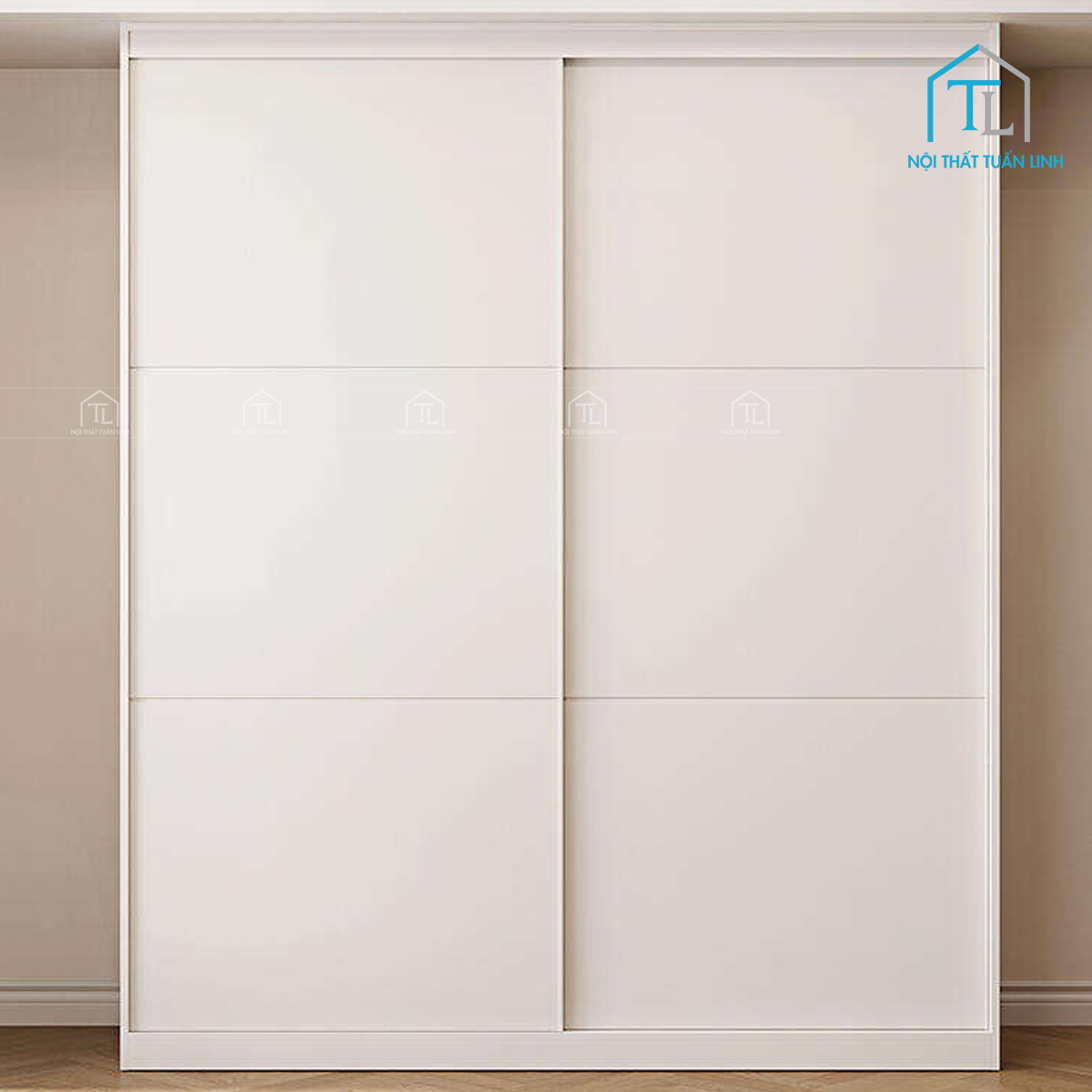 Tủ quần áo gỗ MDF cửa lùa hiện đại gam màu trắng