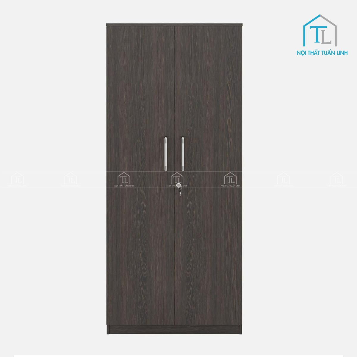 Tủ quần áo MDF 2 cánh vân gỗ, thiết kế gọn gàng