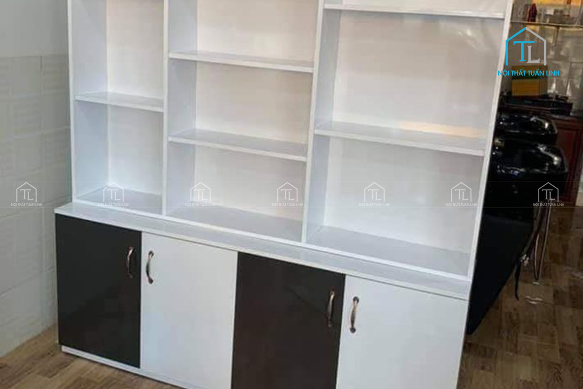 Xưởng sản xuất nội thất quầy tủ kệ gỗ dành cho salon tóc nail, spa