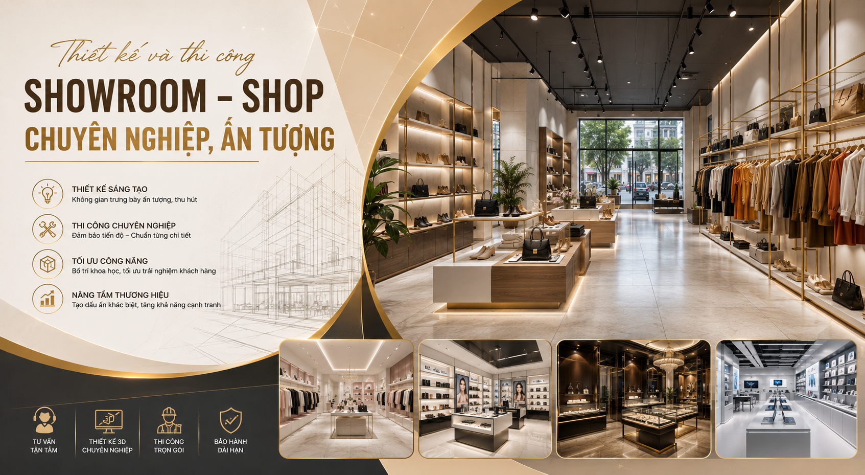 Thiết kế và thi công showroom – shop chuyên nghiệp, ấn tượng